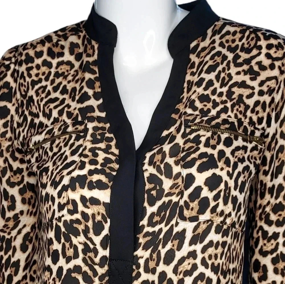 MNK Womens Leopord Print Blouse 100% Polyester Small - Picture 3 of 13